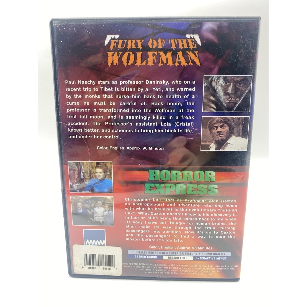 2 Movie Feature DVD Pack: Fury of the Wolfman & Horror Express NEW sealed - Picture 2 of 4